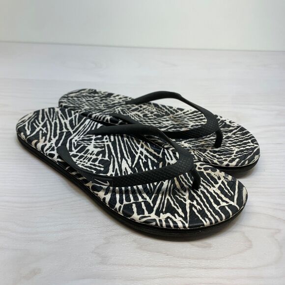 Nike Solarsoft 2 Thong Flip Flops Womens Size 8 White Black - Picture 1 of 9